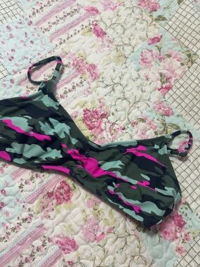 Target Women's Pink & Green Camo Bikini Top